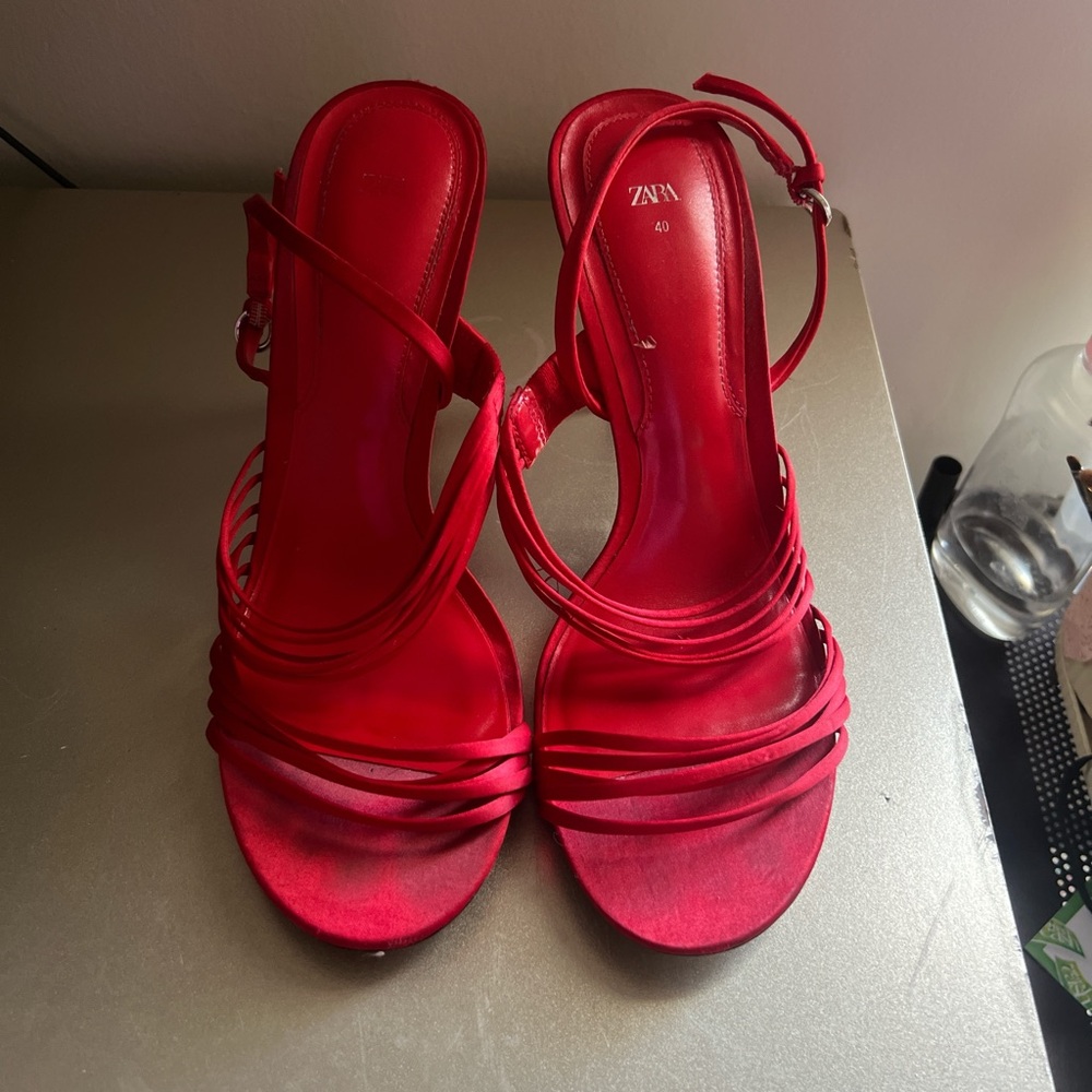 Zara Women's Strappy Red Heels